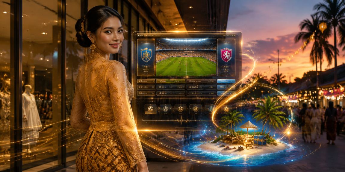 Suasana hiburan kasino Malaysia dengan pemain berpakaian kebaya menggambarkan platform aladin888